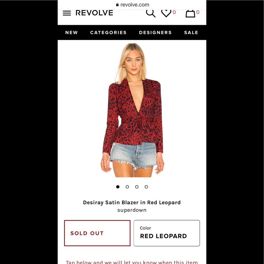 SuperDown, Desiray Satin Blazer in Red Leopard XS